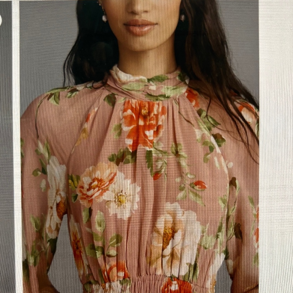 Anthropologie Somerset Long-Sleeve Mock-Neck Chiffon Maxi Dress - Picture 4 of 6